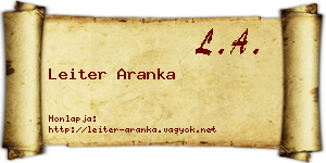 Leiter Aranka névjegykártya